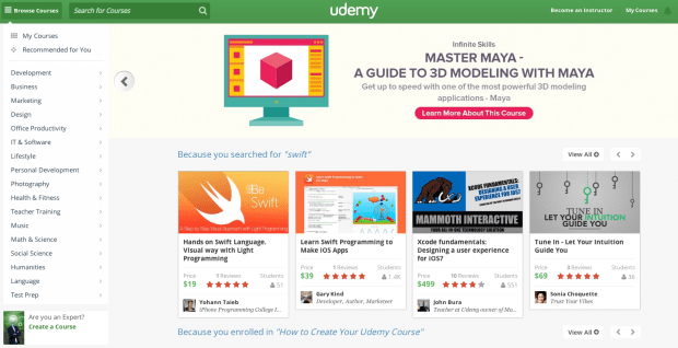 Udemy, скриншот интерфейса 2