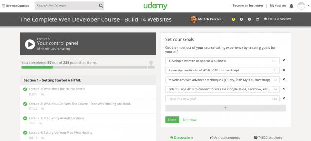 Udemy, скриншот интерфейса 3
